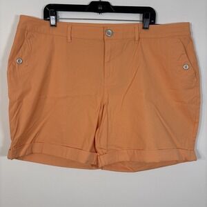 Lane Bryant Peach Orange Sherbert Cotton Chino Cuff Shorts Plus Size 22 NWT